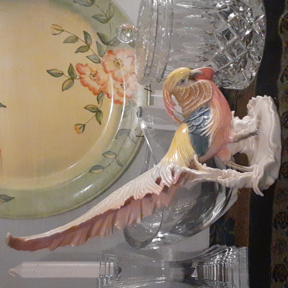 c1920 GOLDEN PHESANT STATUE by Karl ENS Germany Hand Painted